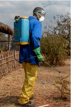 Farmer in protective wear